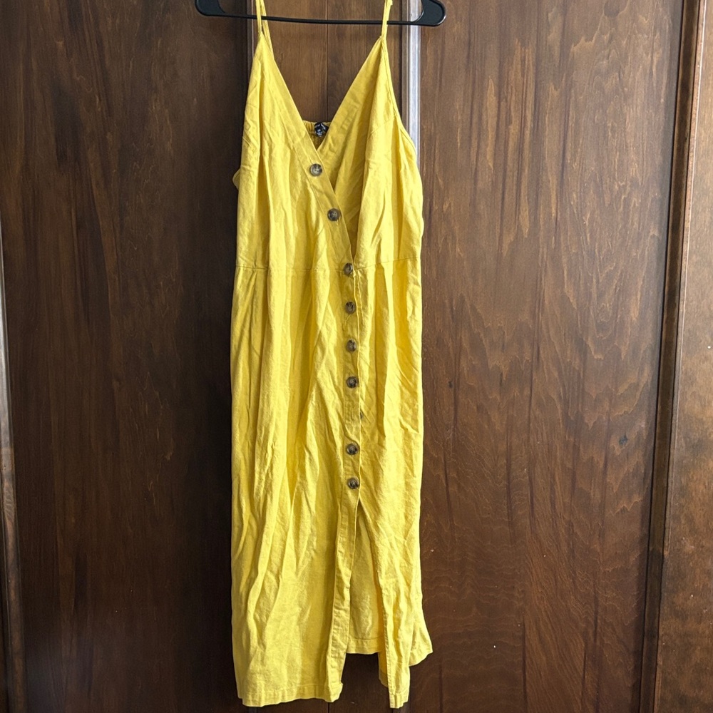New Look Yellow Button-Front Midi Dress